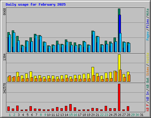 Daily usage for February 2025