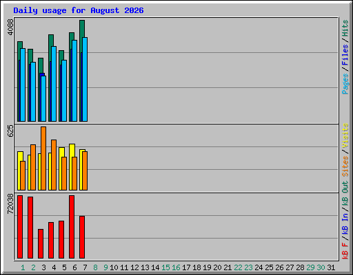 Daily usage for August 2026